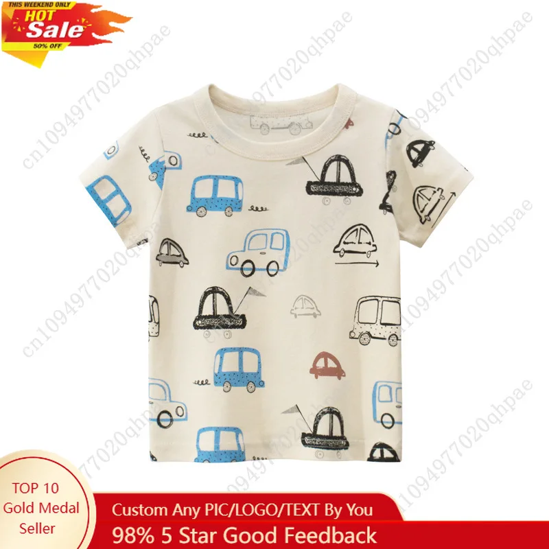 

2-8T Cotton Boys T Shirt Toddler Kid Clothes Summer Top Car Print Infant Tee Shirt Cute Sweet Children tshirt Outfits