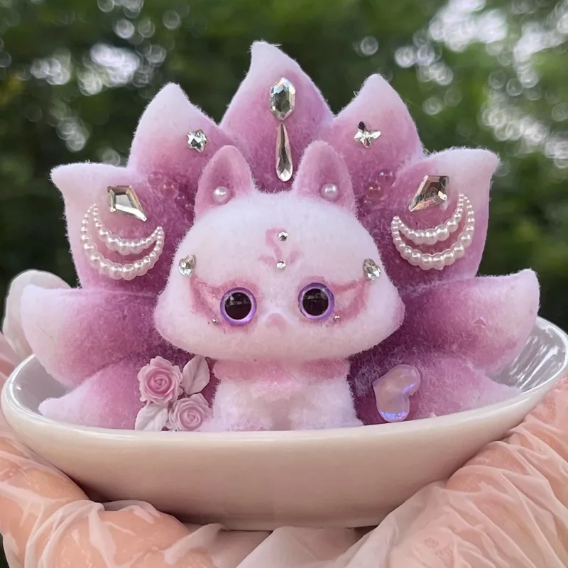 Nine Tailed Fox Decompression Slow Rebound Anime Peripherals Original Handmade Desktop Decoration Healing Toy Gift Girlfriend