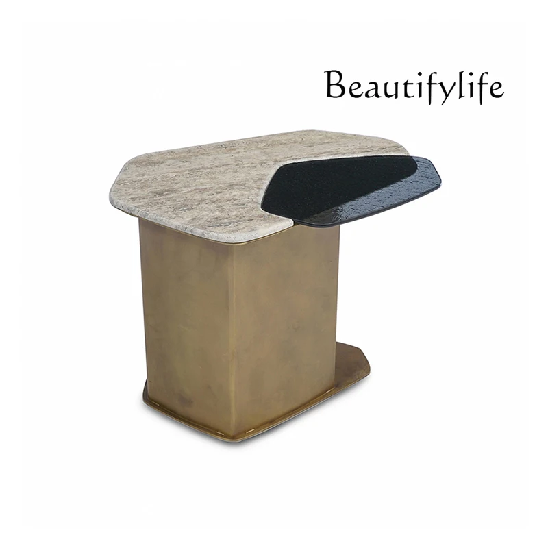 Modern creative modern minimalist design living room division metal marble glass splicing coffee table