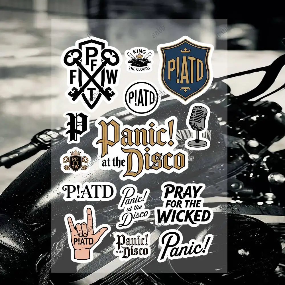 P-Panic A-At T-The D-Disco Motorcycle Decal Sticker Kit Reflective Graphics For Helmet Tank Fairing Body Custom Bike