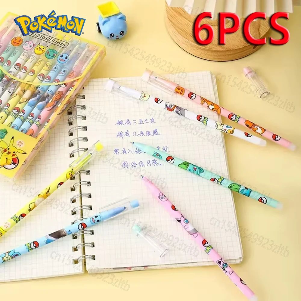 

1Set Pokemon Gel Pen Set Anime Pikachu Cartoon Erasable Writing Signature Pen Student Learning Supplies Stationery for Children