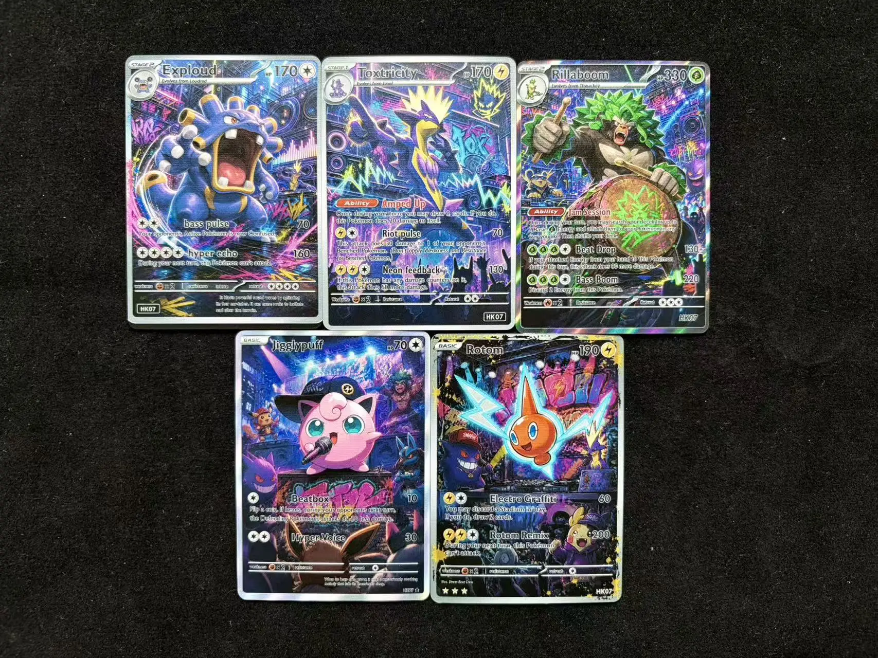 PTCG Cards Neon Stage Set Holo Rare Cards Exploud Toxtricity Rillaboom Jigglypuff Rotom PTCG Cards Gift Collection PKM DIY Gift