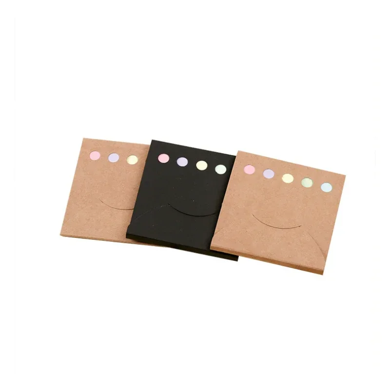 20packs/lot Kawaii Kraft Black Paper Cover Memo Pad Sticky Notes Memo Notepad Bookmark Gift Stationery