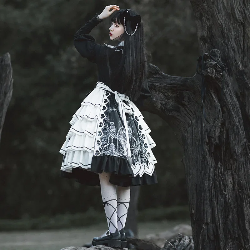 Red Heart Eye ~ Retro Style Long Bishop Sleeve Dress Gothic Lolita Dress by YLF