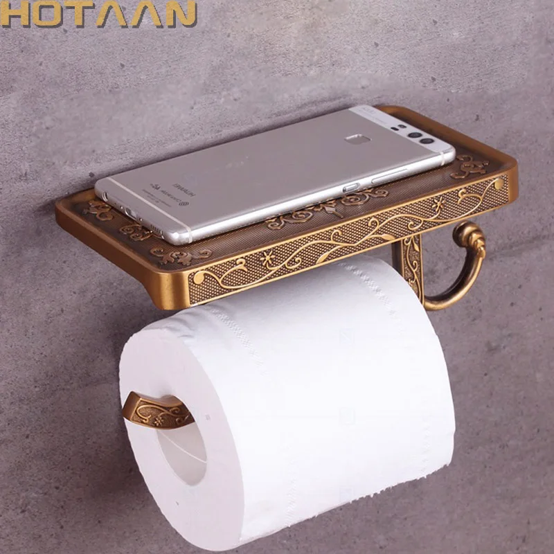 

Antique Brass Toilet Paper Holder Bathroom Mobile Holder Toilet Tssue Paper Roll Holder Bathroom Storage Rack Accessory YT-1492