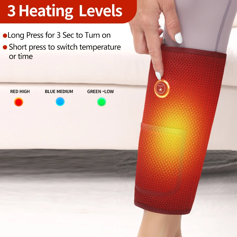 USB Electric Heating Calf Brace Heating Pad Vibration Massage Relieve Pain Muscle Relax Sports Recovery Care Support