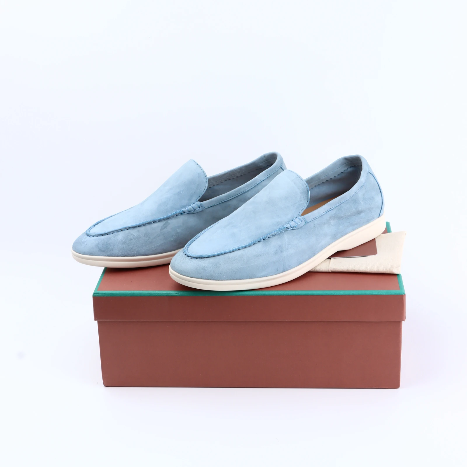 ليس شعار الصيف جلد الغزال النساء المتسكعون الرجال حذاء مسطح جولة تو الانزلاق على السببية الخف مريحة البغال كسول النساء الأحذية