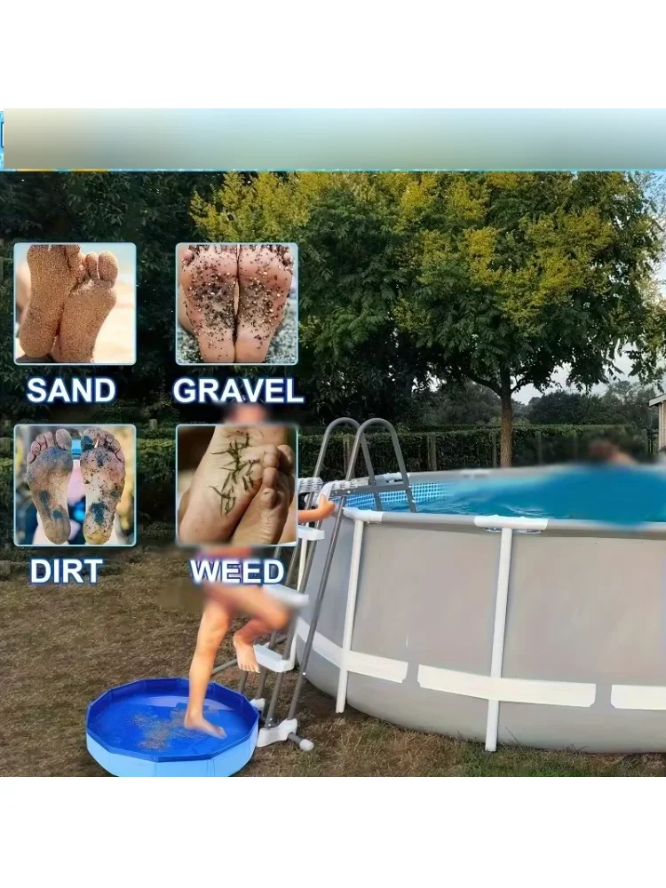 Portable  Foldable Foot Bath Suitable for Ground Level Pool Entrances, Ideal for Pool Foot Cleaning and Pool Accessories