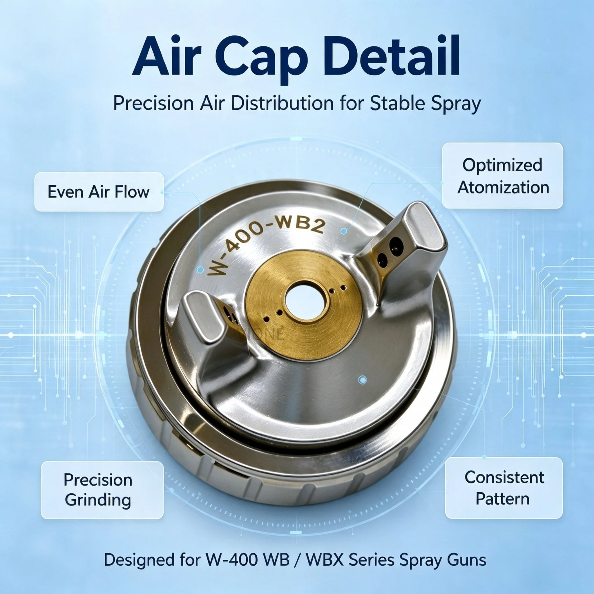 Compatible Replacement W-400-WB2 Air Cap, Needle & Nozzle Set Japan Compatible with the W-400 WB/WBX Series Industrial Spraying