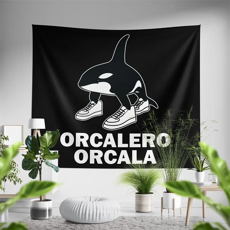 Aertemisi Orcalero Orcala Orca Meme Italian Brainrot Tapestry Wall Hanging Art for Bedroom Living Room Decor Party Backdrop