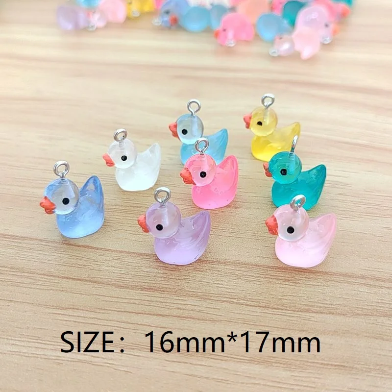 10PCS Mini 3D Colorful Kawaii Round Duckling DIY Necklace Pendant Resin Earrings Bracelet Charms Decoration Accessories