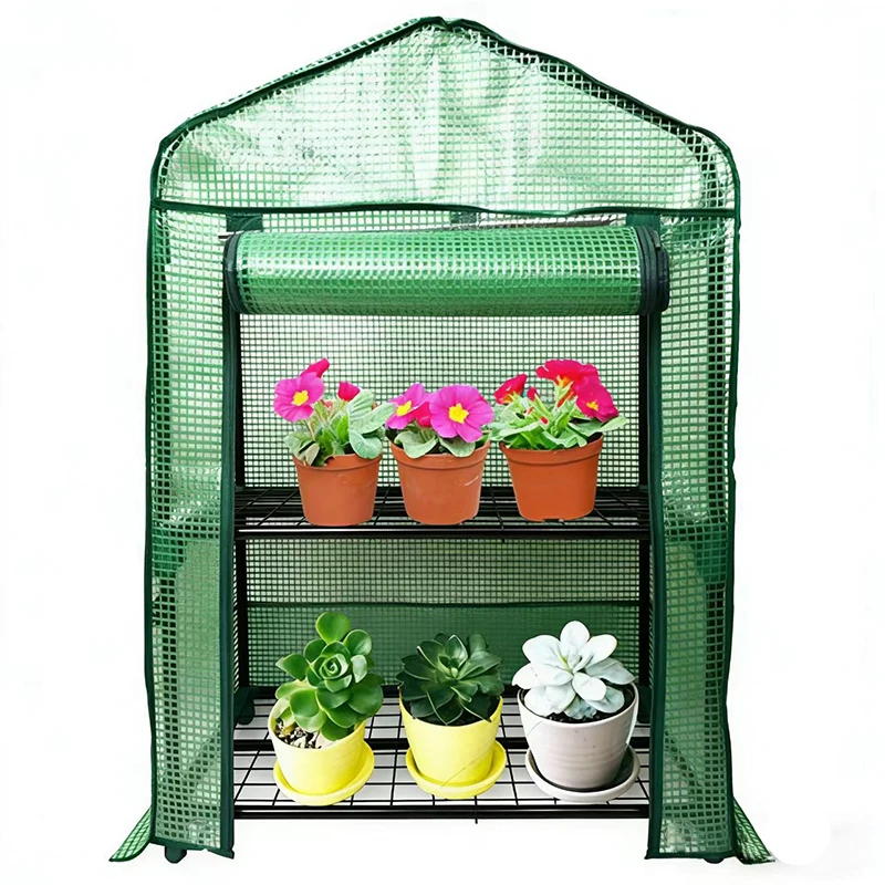 2 Tier Mini Greenhouse Indoor Outdoor Portable Greenhouse Shelves Small