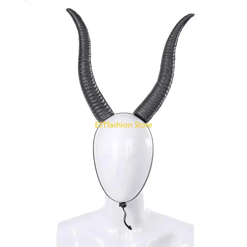Y5GC Women Sheep Horn Headdress Adjustable Headbands for Halloween Party Christmas for Creative Carnival Hair Accessories
