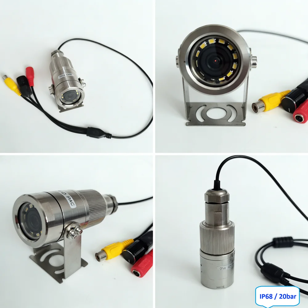 Customized Cable Length 2MP AHD/CVBS Underwater Fishing Camera with Anti-corrosion 316L Stainless Steel 12pcs LED