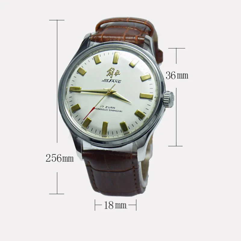 Imagem -02 - Mens Classic Retro Shanghai Jiefang Manual Relógio Mecânico Aço Inoxidável Impermeável Relógio Masculino de Luxo 36 mm