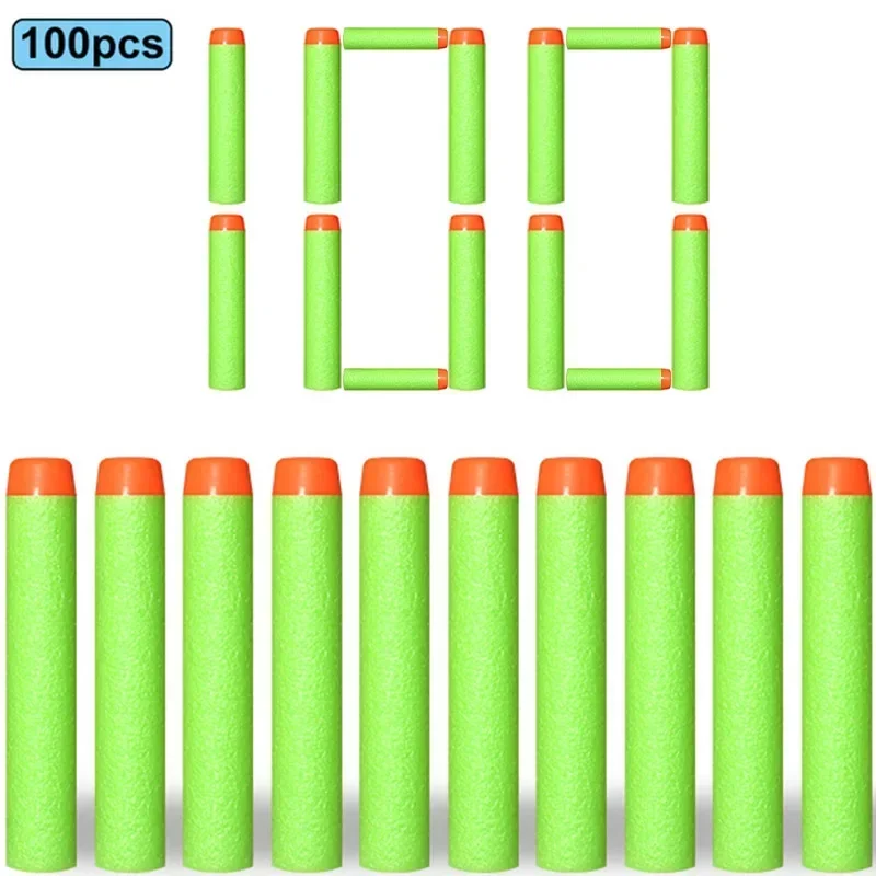 A100pcs 7.2cm Soft Foam Bullets Round Head Refill Sponge Darts Toy Gun Soft Bullet for NERF N-Strike Blasters Children's Gift