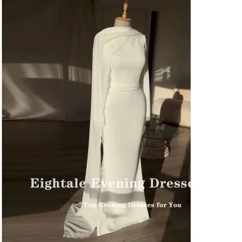 Eightale Arabic Wedding Dress Appliques Customized Ivory O-Neck Bridal Gown Long Sleeves Mermaid Bride Party Dress Robe De Marié