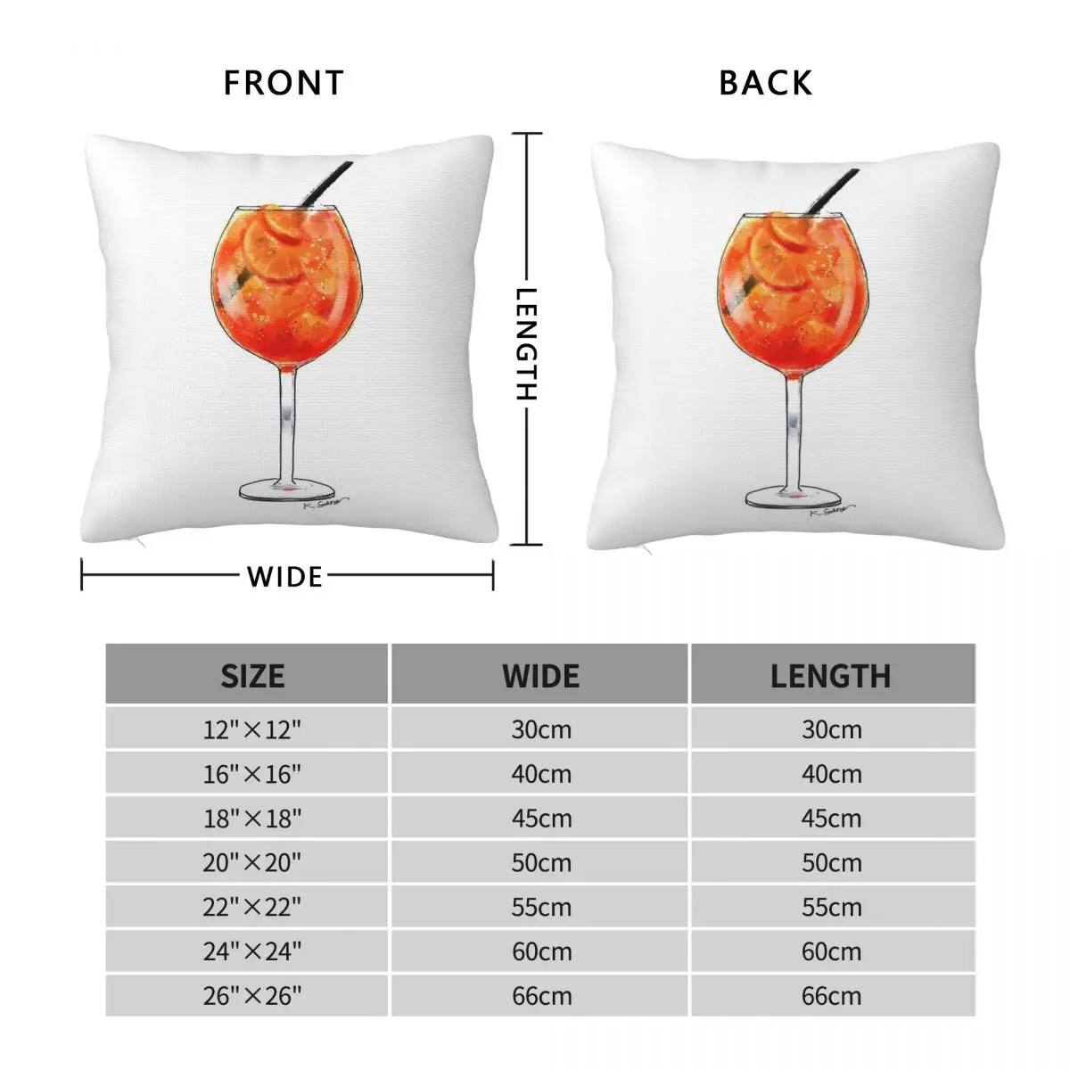 Spritz Cocktail Square Pillowcase Polyester Linen Velvet Pattern Zip Decorative Home Cushion Cover 45x45