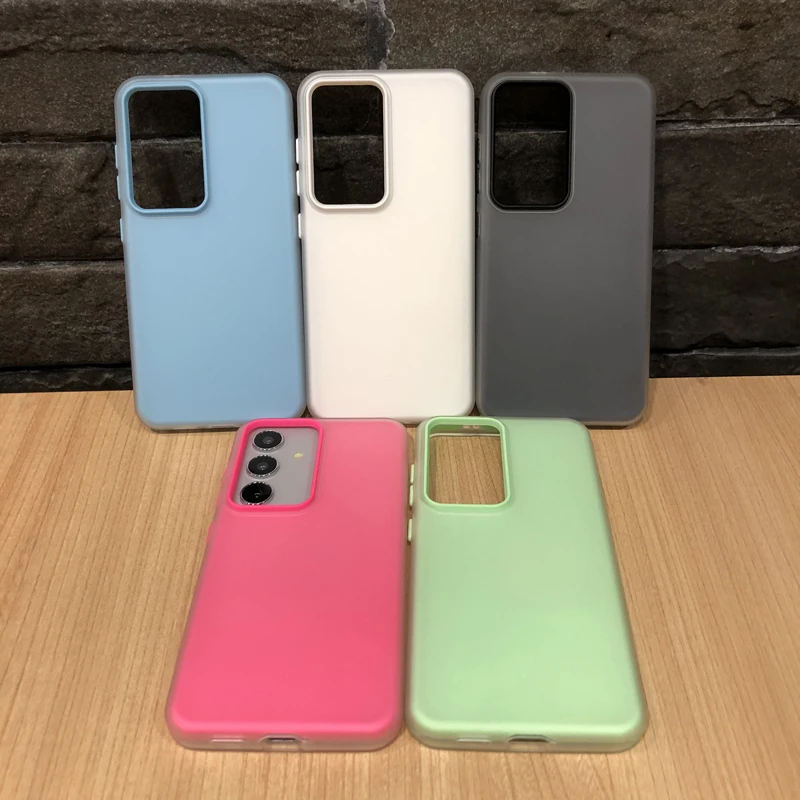 Candy Color 2 in 1 Skin Feel Case For Samsung S24U Plus Galaxy S23 S22 A54 A55 A53 Velvet Hard Silicone TPU Anti-fall Back Cover