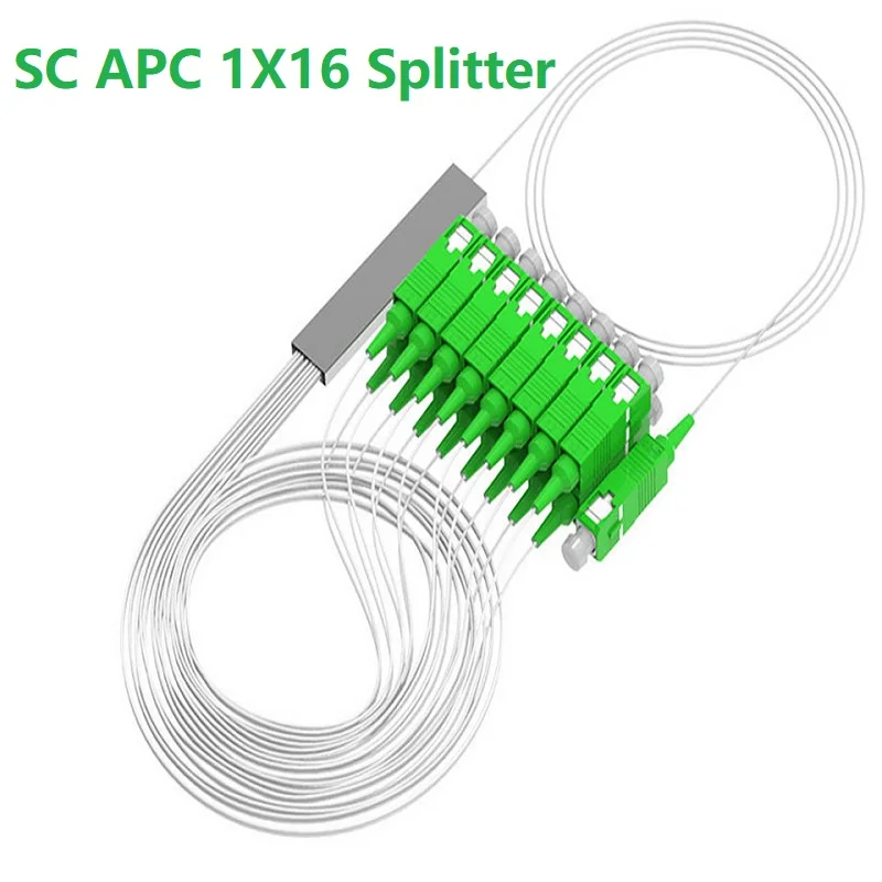 Imagem -02 - Plc Fibra Splitter sc Apc sm 0.9 mm G657a1 Pvc 1m Ftth Fibra Óptica Splitter 10 Peças Lote 1x2 1x4 1x8 1x16 1x32