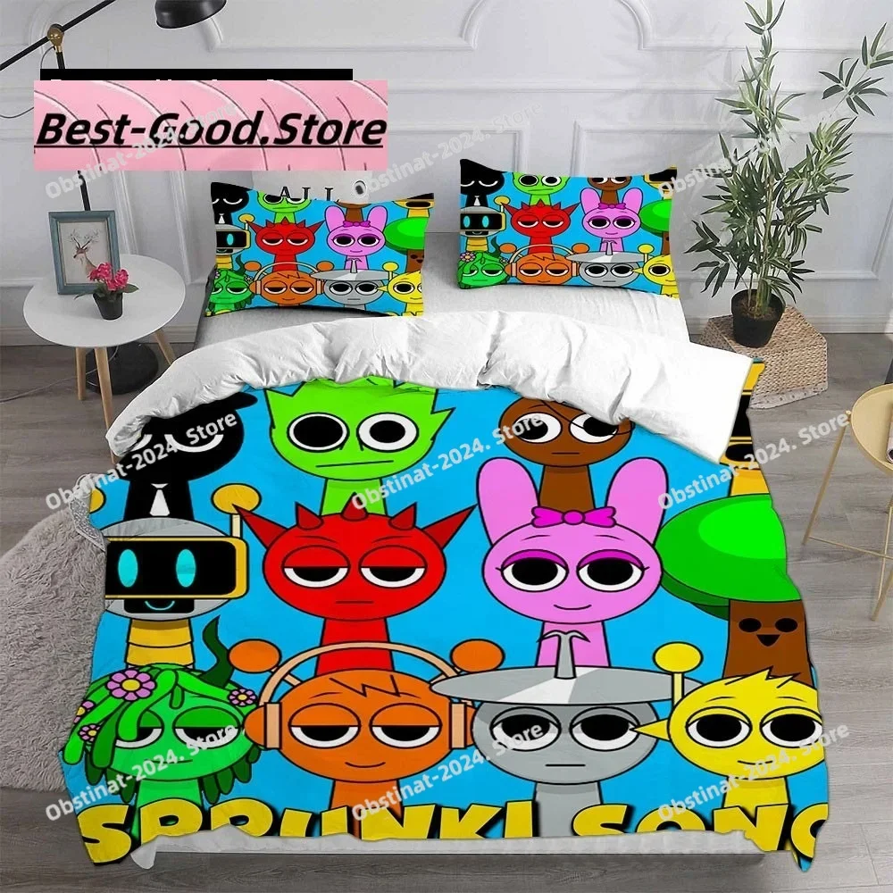 

New 3d Game Sprunki Bedding Set Printed single Comforter Quilt Bed Cover Duvet Cover Pillow Case 3 Pieces Sets Kids Adult Size