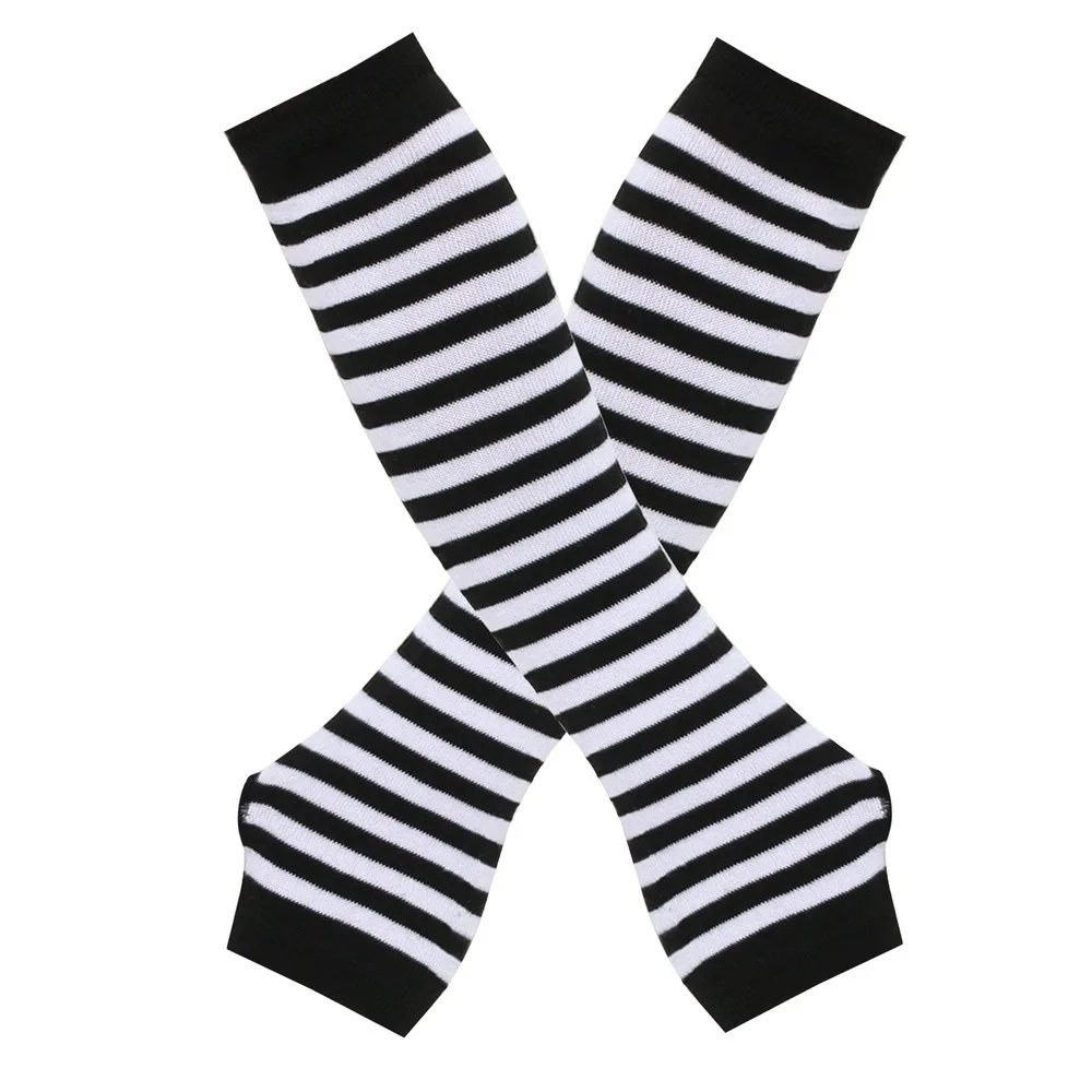 2pairs Warmer Knitted Long Fingerless Gloves Elbow Mittens Christmas Acces Gift Fashion Women Emo Gloves Lady Striped Elbow Glov view 5