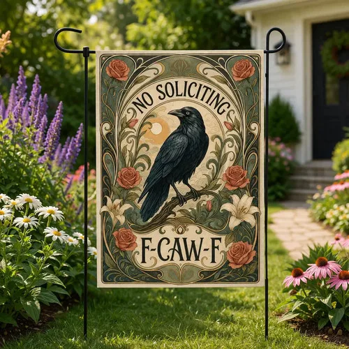 Funny No Soliciting Garden Flag: 