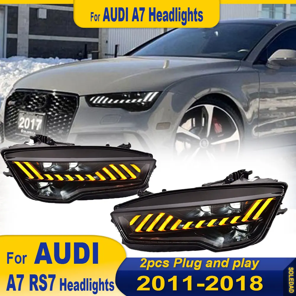 Car Lights For Audi A7 2011 2012 2013 2014 2015 2016 2017 2018 LED RS7 Headlight Dynamic Information Turn Signals Accessories