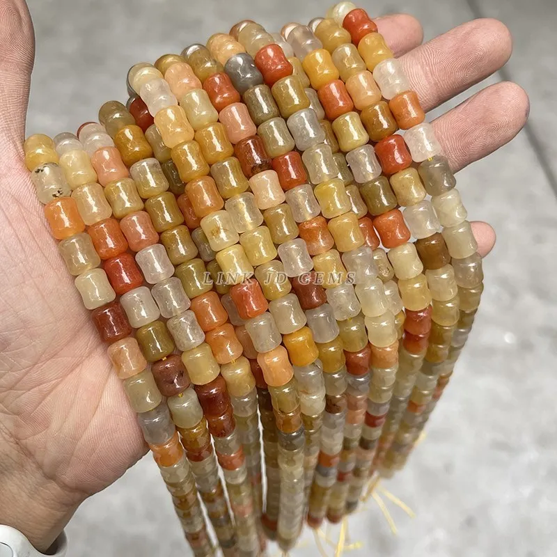 Natural Golden Silk Jade Bamboo Shape Joint Bead 8*10mm Colorful Loose Spacer Bead For Jewelry Making Diy Bracelet Accessories