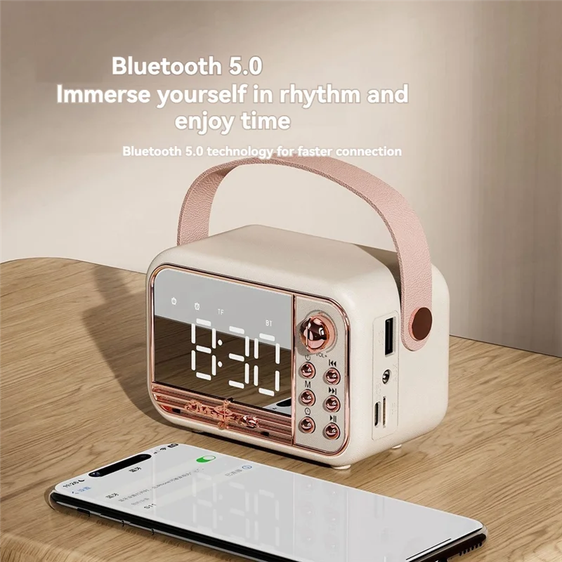 

ABGR-Retro Bluetooth-динамик Поддержка TF-карты U-диска AUX 3D Звуковой баланс Диффузионный тип Будильник Динамик A