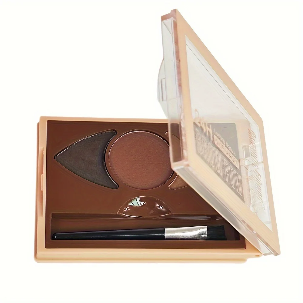 Multifunktionales 3-Farben-Augenbrauenpuder-Set mit Pinsel – langlebiges, wischfestes, natürliches 3D-Brauen-Kontur-Make-up-Set