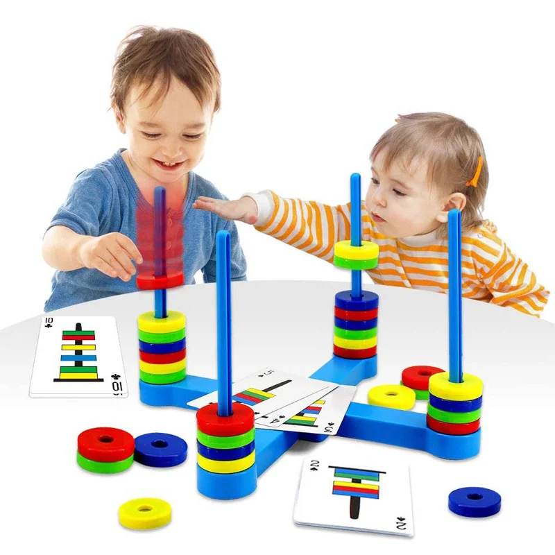 Preschool Kids Educational Toys Family Game Toy Magnetic Matching Rings Board Game For 2-4 Players