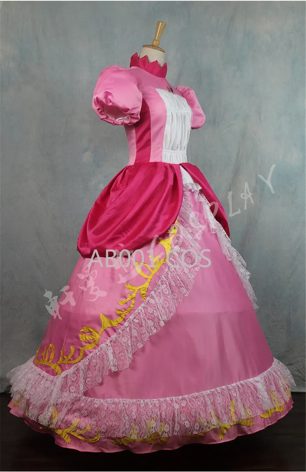 Top Quality  Princess Peach Sister Dress Cosplay Costume for Adult Women Halloween Carnival Costume Dress Custom Made