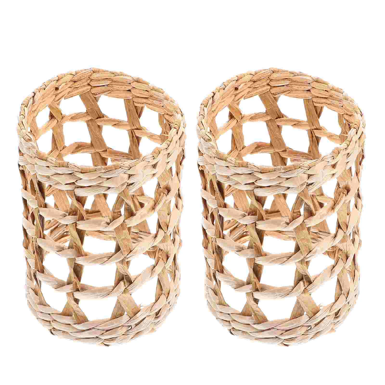 

2 Pcs Straw Vase Set Drinking Cup Sleeve Hand-made Covers Home Holders Woven Anti-scald Grass Water