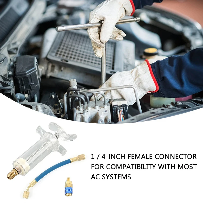 أداة حاقن صبغ رذاذ الزيت السائلة النقية للرباع مع محول أنبوب تعبئة المبرد لصيانة المركبات #6