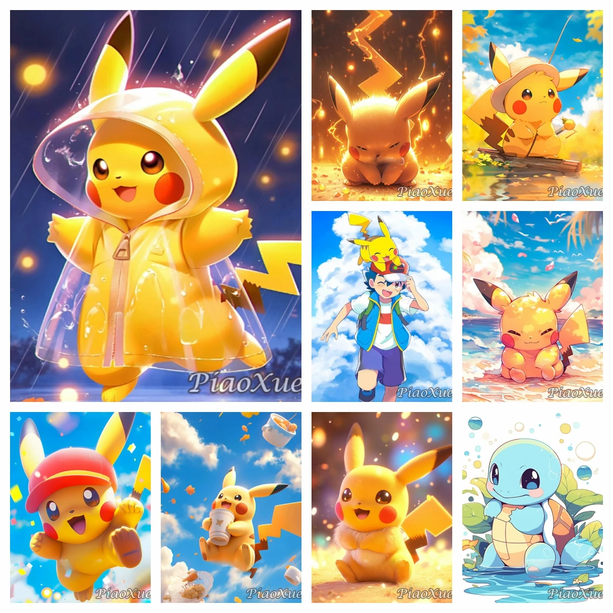 Pintura de diamante 5D DIY, Pikachu de Anime, mosaico completo de diamantes, bordado de dibujos animados de Anime, punto de cruz, decoración del hogar, manualidad para regalo