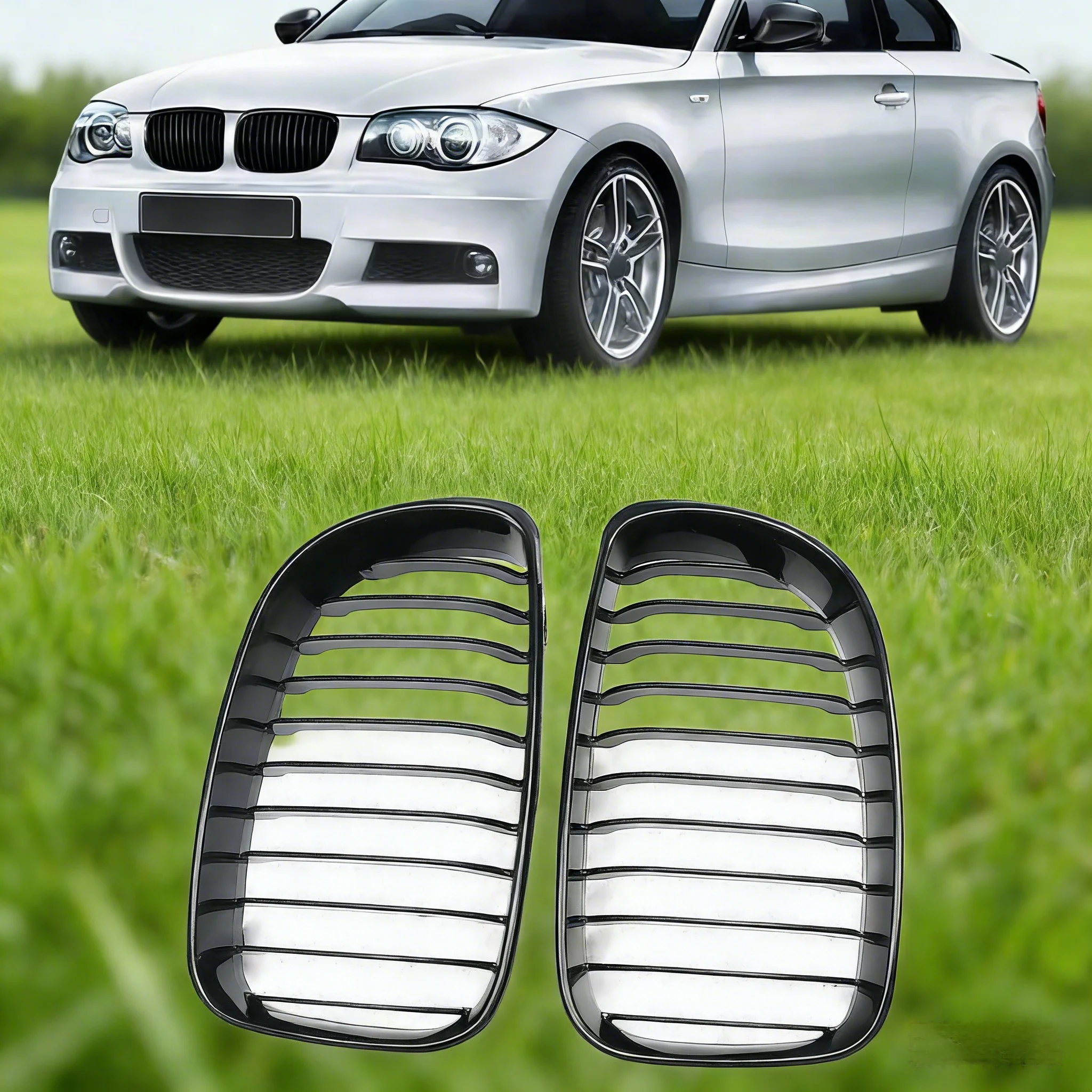 

Gloss Black Front Kidney Grille Left And Right For BMW 1 Series E81 E82 E87 E88 2008-2011 51137166439 51137166440