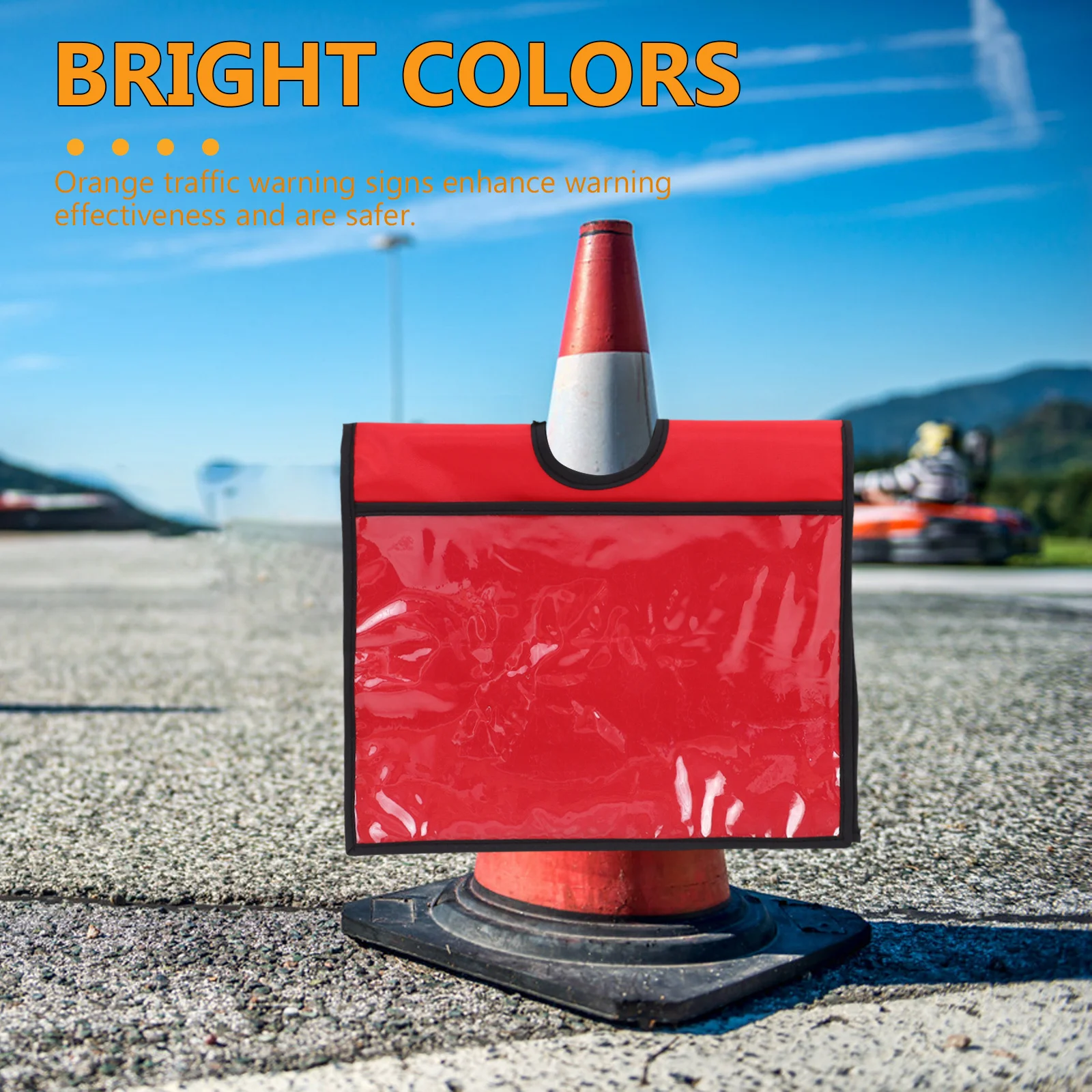 

Traffic Cone Sleeve Bright Orange Durable Fabric Safety Sign Construction Parking Lot Warning Message Cover No Parking Signs