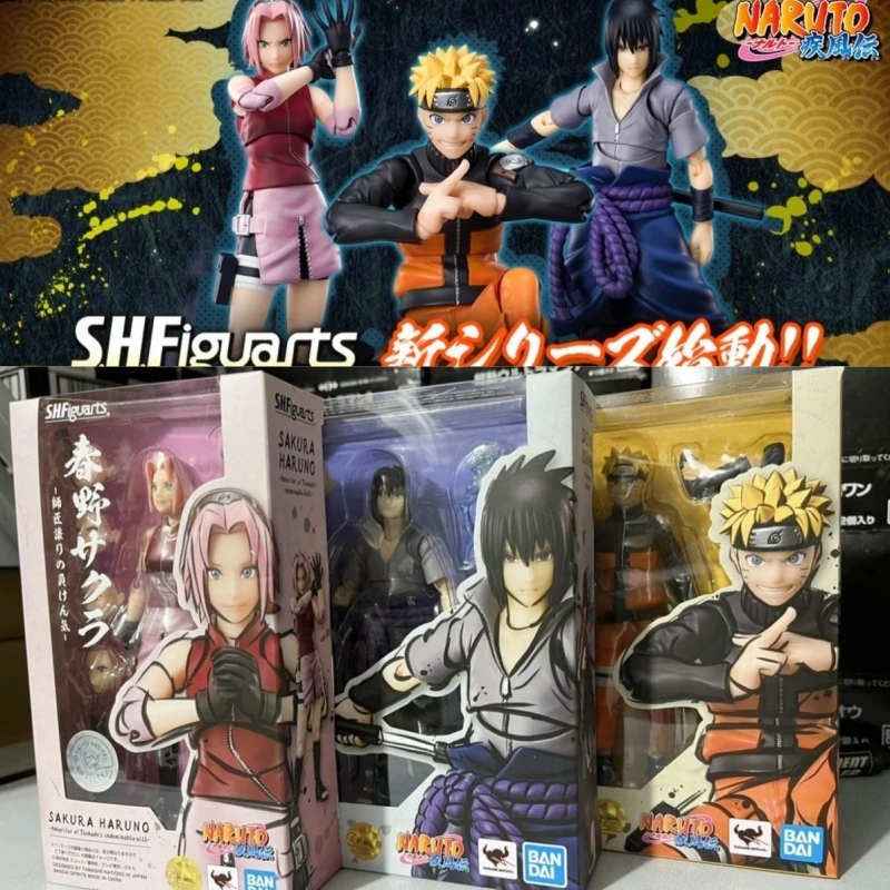 

Original Bandai Shfiguarts Naruto Action Figures Naruto: Shippuden Sasuke Sakura Uchiha Madara Model Figurine Movable Toys Doll