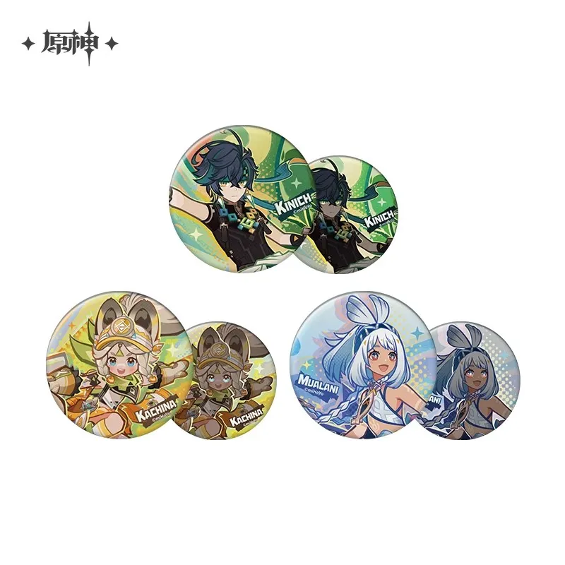 Game Genshin Impact Official Original Kinich Mualani Kachina Baji Badge Acrylic Stand Laser Ticket Cosplay Props Kids Gift