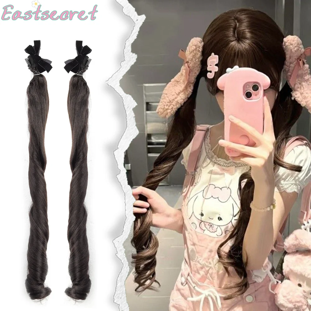 

EASTSECRET Ponytail Synthetic Wig Loita Sweet Girl Double Ponytail Roman Roll Natural Fluffy Ponytail