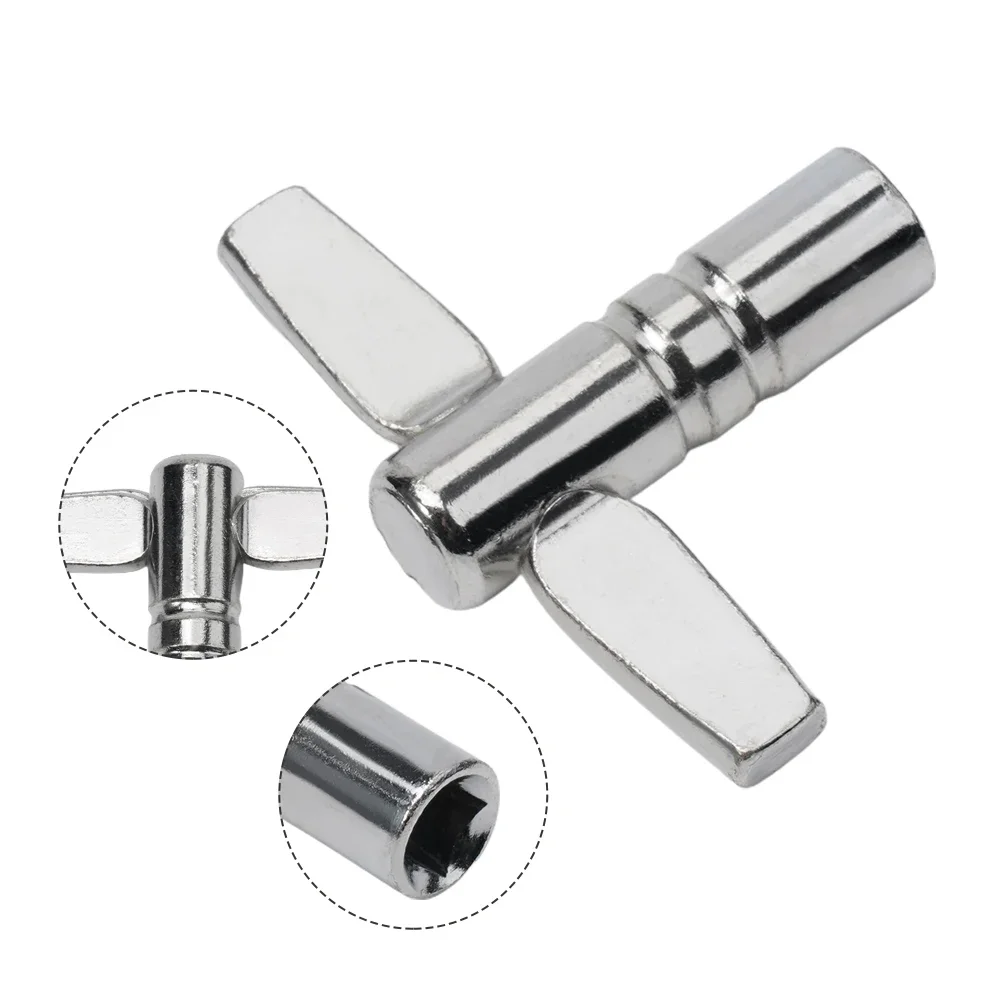 Drum Tuning Key Adjusting Wrench Silver Metal T-shaped 4 Square Hole Wrench Percussion Instrument Accessory Tool