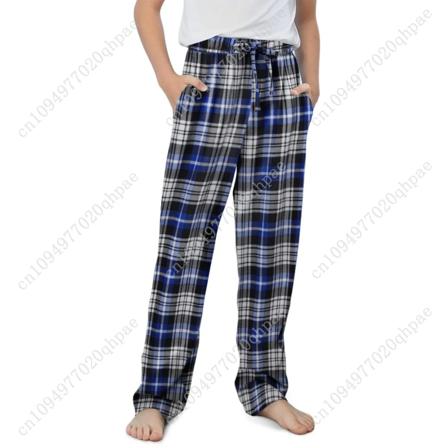 Storeofbaby بنطال كاجوال منقوش فضفاض بخصر مطاطي طويل مع جيوب