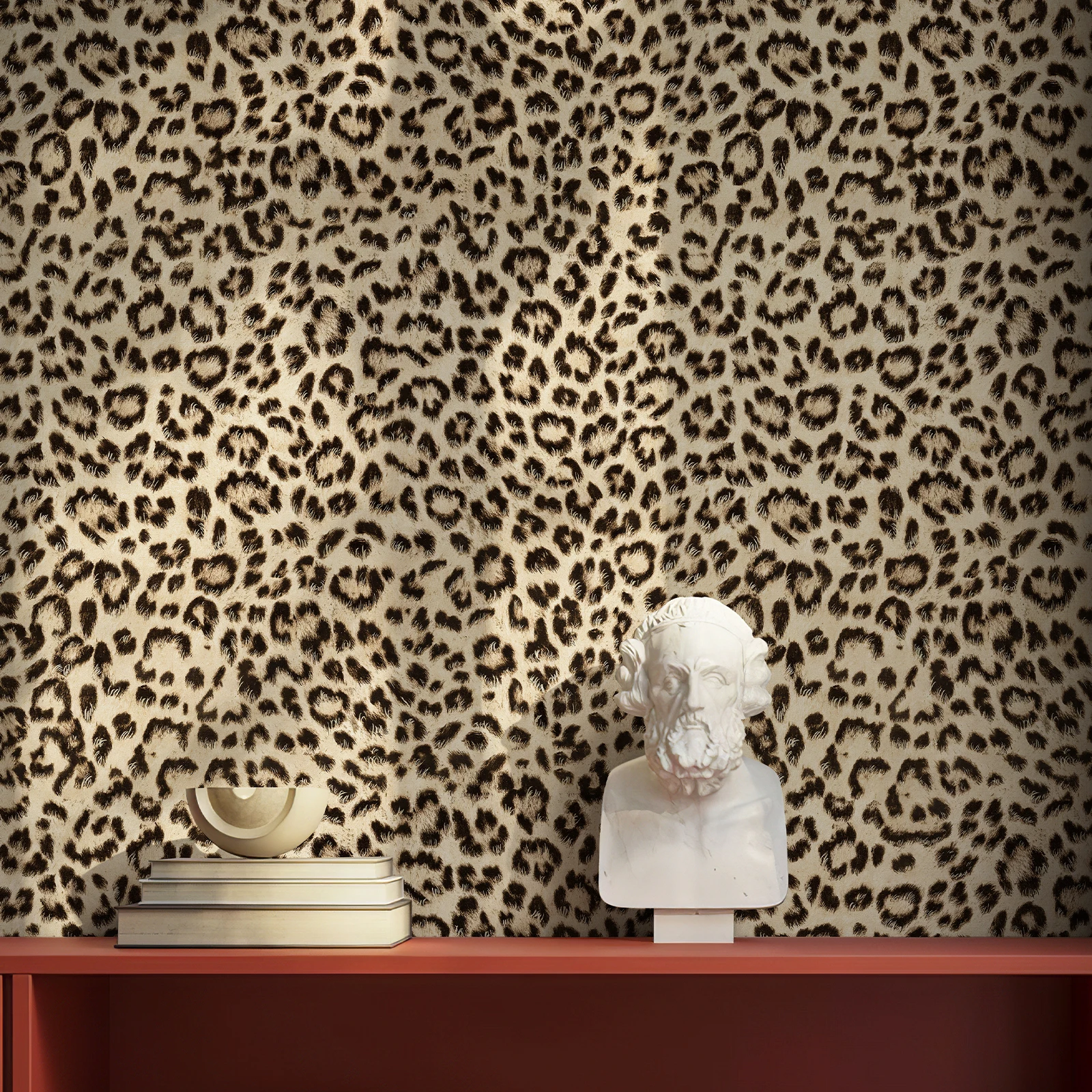 JIFFDIFF 44*610cm Leopard Print Peel and  Stick Self Adhesive Wallpaper Wallpaper Living Room Bedroom Bathroom Decoration