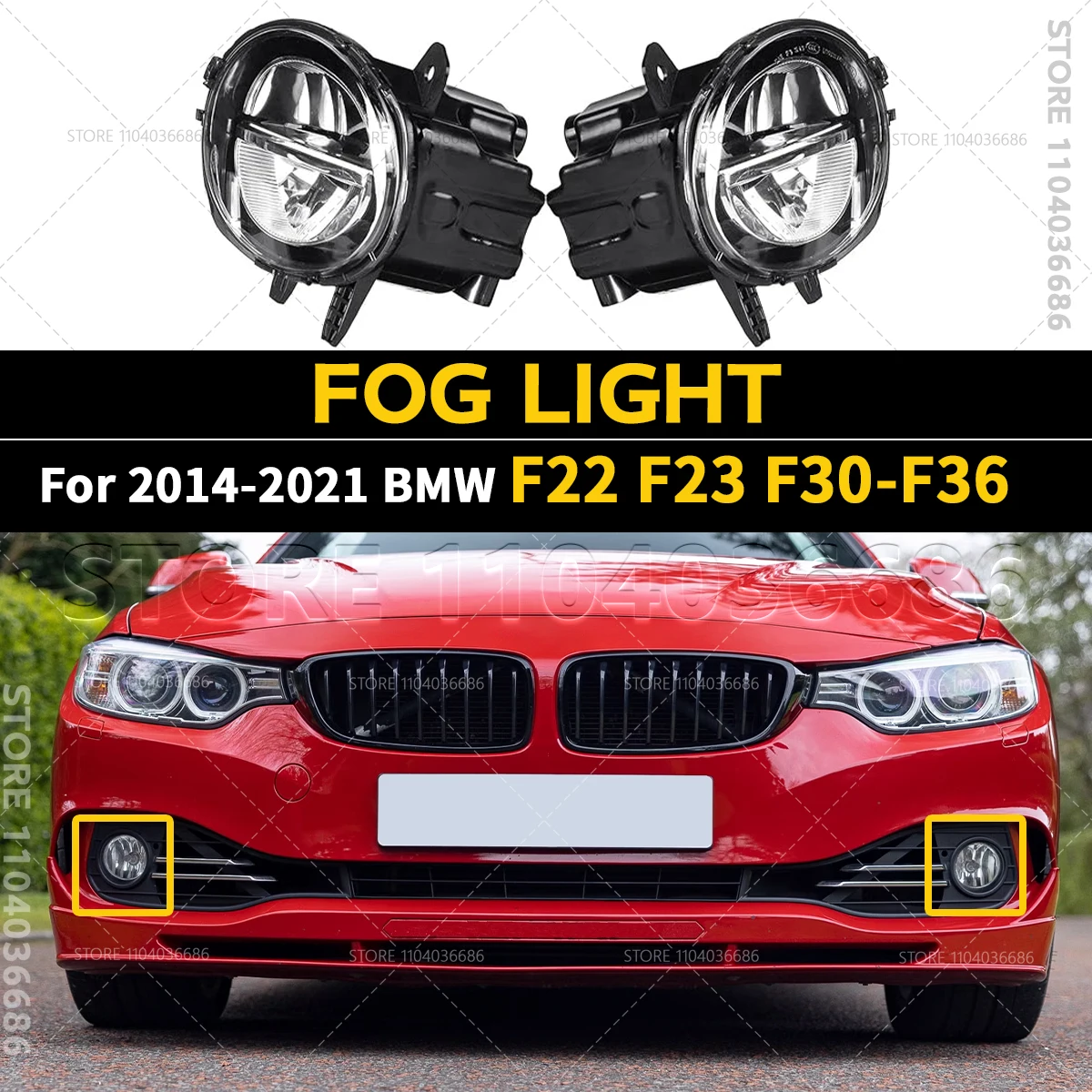 

For 2014-2021 BMW 230i 320i 328i 330i 340i 428i 430i 435i 440i M240i F22 F23 F30 F31 F32 F33 F34 F35 F36 Fog Light Lamp