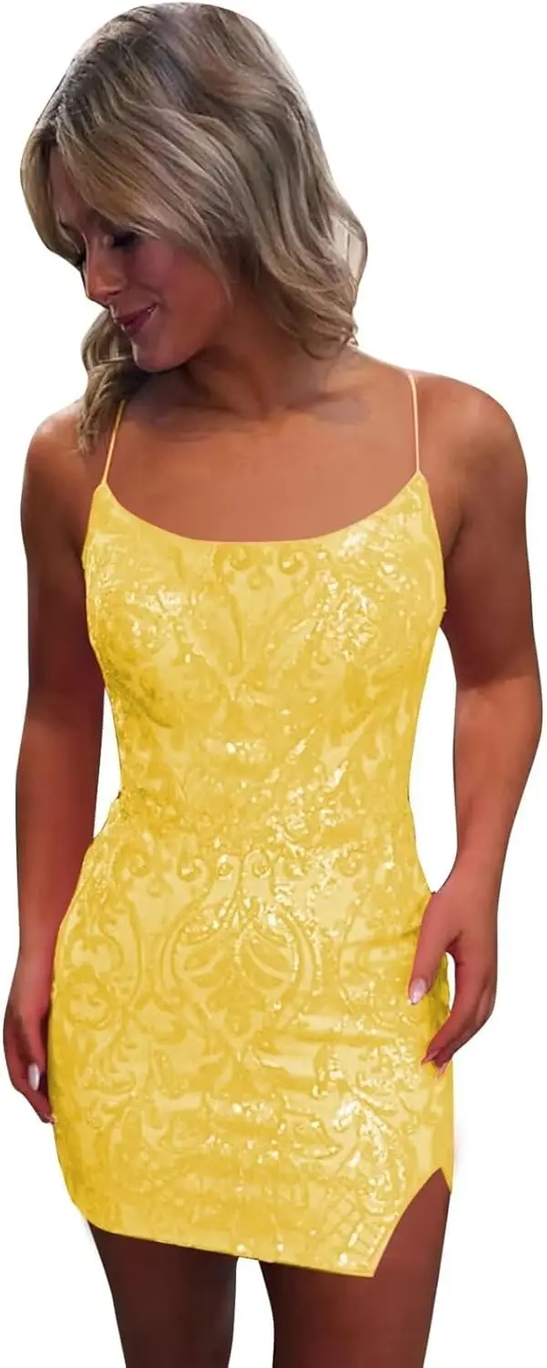 فساتين قصيرة ضيقة لحفلات العودة للوطن للمراهقين مع شق سباركلي ترتر صغير للحفلات الراقصة فساتين حفلات الكوكتيل فستان مثير للنادي