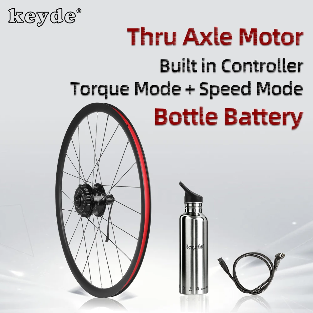 Keyde Thru Axle Motor Rear Hub Ebike Conversion Kit with Battery 36V 700C Wheel Rim Electric Bicycle Convert DIY 142mm 148mm