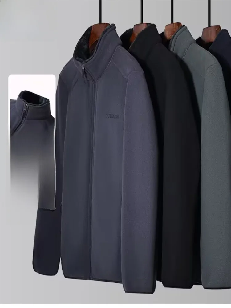 

Men's Fce Lined Thiened Zipper Outdoor Casual Jaet New Sle Woodpeer Brand Polyester Fiber Long Sve Regular Length