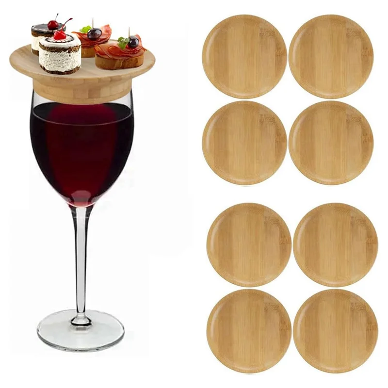 

Discount 8Pcs Wine Glass Topper, 4Inch Wine Glass Charcuterie Topper Bamboo Wine Glass Topper Coasters