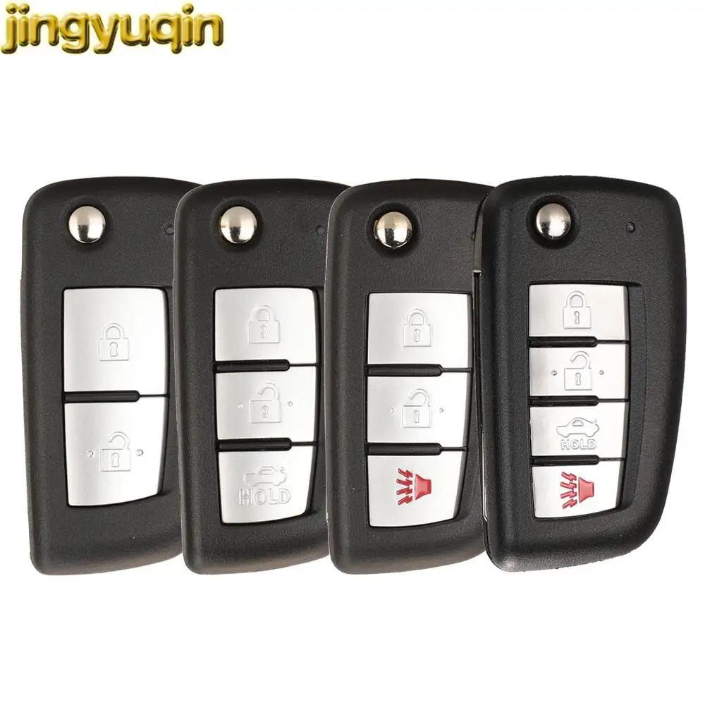 Jingyuqin Remote Car Key Fob Shell For Nissan Qashqai 2013 Micra 2012-2016 Pulsar X-Trail 2014 Juke F15 F16 2004-2019 2/3/4 BTNS